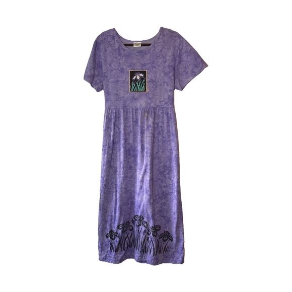 Vintage Cactus Bay Apparel Maxi Dress Womens Medium Purple Tie Dye Cotton - Picture 1 of 9